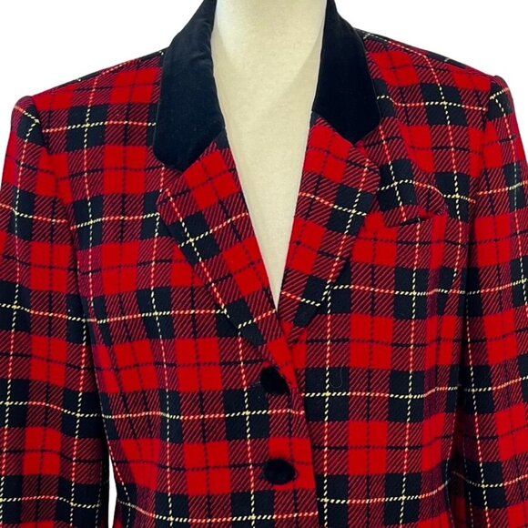 Vintage Pendleton Womens Tartan Plaid Blazer Jacket Sz M 100% Virgin Wool Lined - Picture 2 of 13